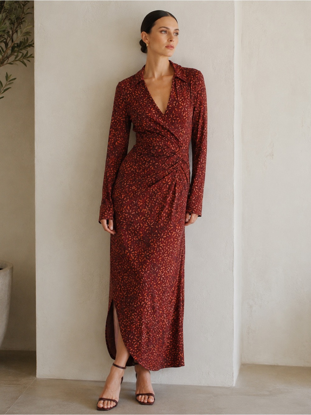 NWT Free People Faux Wrap Long Sleeve Maxi Dress